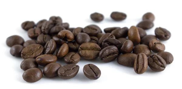 Coffee Beans White Background Whole Roasted Arabica Grains — 图库照片
