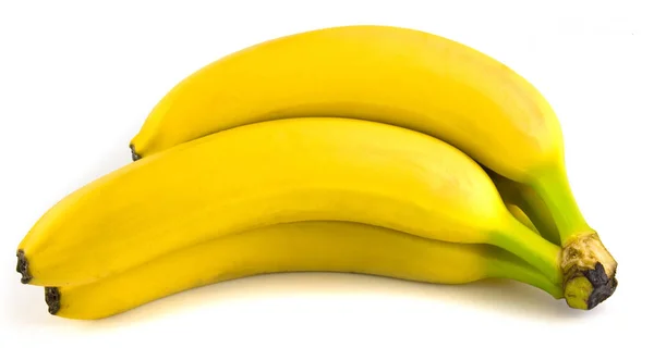 Plátanos Aislados Sobre Fondo Blanco Frutas Frescas Cerca — Foto de Stock