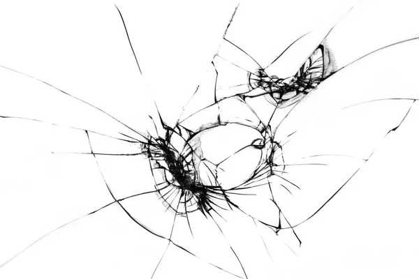 Effect Broken Glass Screen Smartphone Cracked White Background — Stockfoto