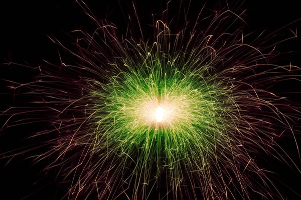 Red Green Sparks Festive New Year Light Sparks Fly Different — ストック写真