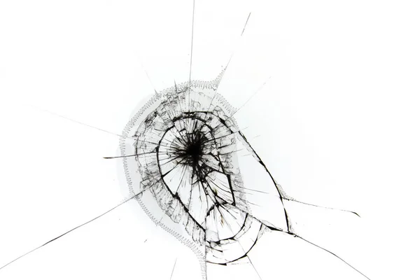 Тріщини Розбитому Склі Текстура Білому — стокове фото