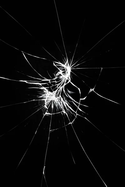 スマートフォンの画面上の亀裂 携帯電話上のガラスを破る 黒を背景にしたデザイン効果 — ストック写真