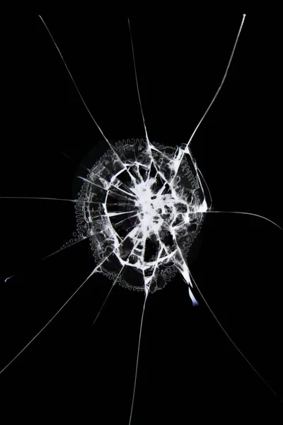 Σπασμένο Γυαλί Σπασμένο Γυαλί Πυροβολήθηκε Στο Παράθυρο — Φωτογραφία Αρχείου