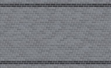 Gri tuğla arka plan, kopyalama alanı iki siyah tuğla şeridiyle işaretlenmiş. Tasarım için özdeş desenli tuğlalardan oluşan bir duvarın 3d görüntüsü