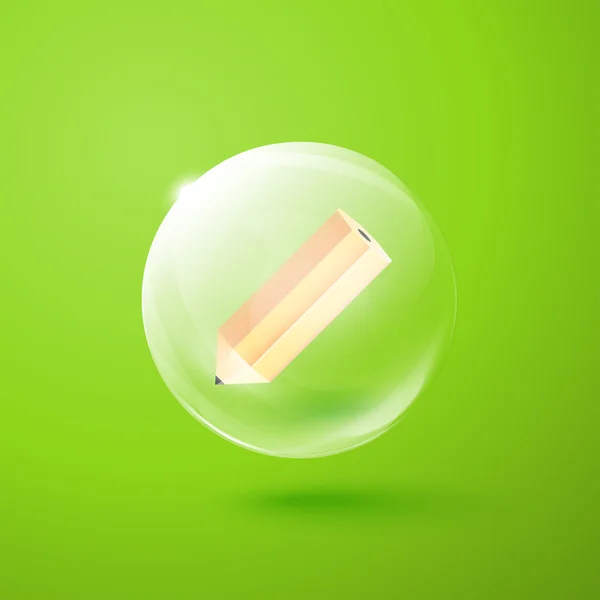 Esfera transparente con lápiz dentro — Vector de stock
