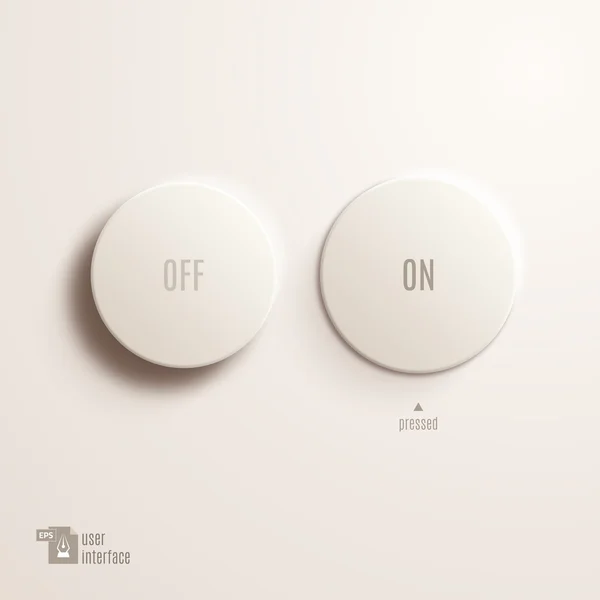 On / off plastic button. User Interface. — Stock Vector