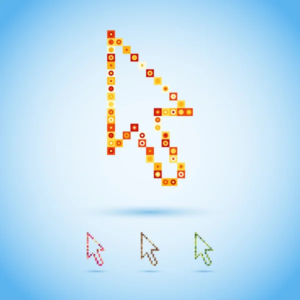 Multicolor arrow cursor in pixel style. — Stock Vector