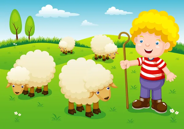 Little shepherd — Stock Vector