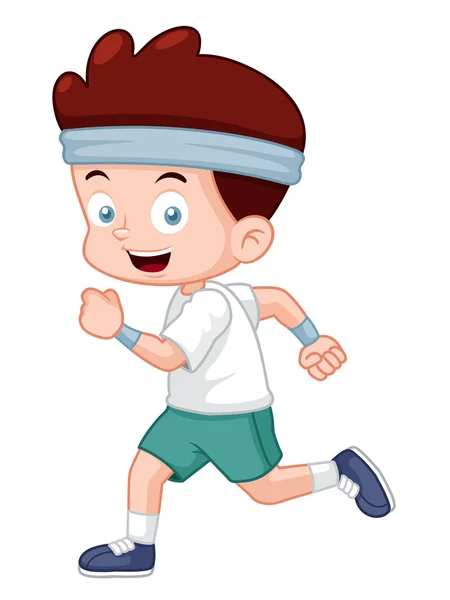 Ragazzo Cartoon jogging — Vettoriale Stock