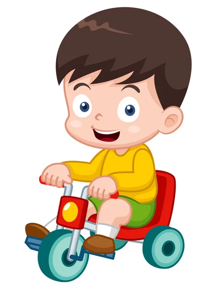 Niño en una bicicleta — Vector de stock