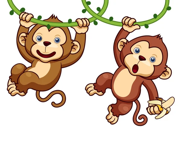 Macacos dos desenhos animados — Vetor de Stock