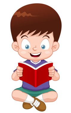 Çocuk kitap okuyor.