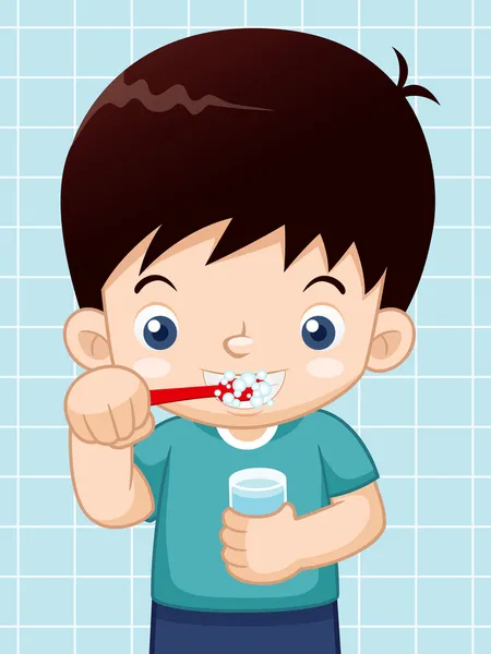 Cartoon Kid Brushing Teeth Clipart vector illustration vector de Stock   Adobe Stock