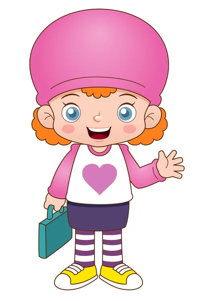 Cartoon girl back to school — Stock Vector