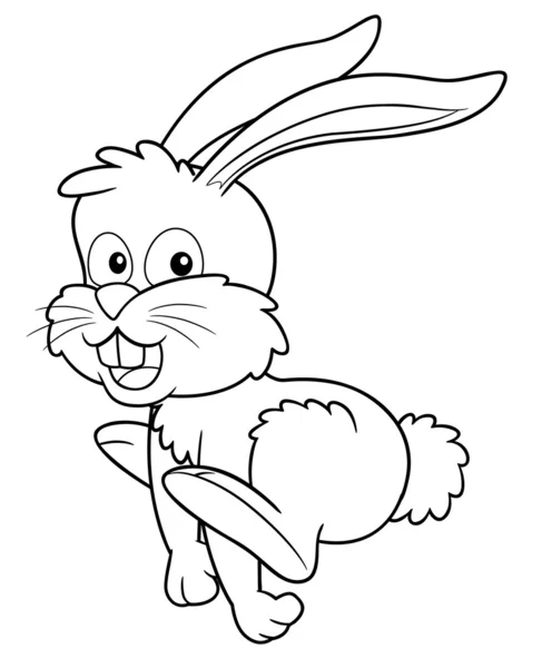 Bunny rabbit cartoon - målarbok — Stock vektor