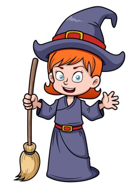 süpürge sopası ile karikatür cadı