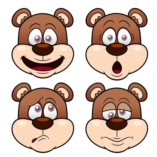 漫画のクマの顔 — ストックベクタ