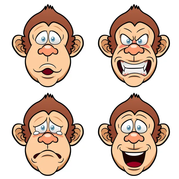 Мультфільм обличчя мавп — стоковий вектор