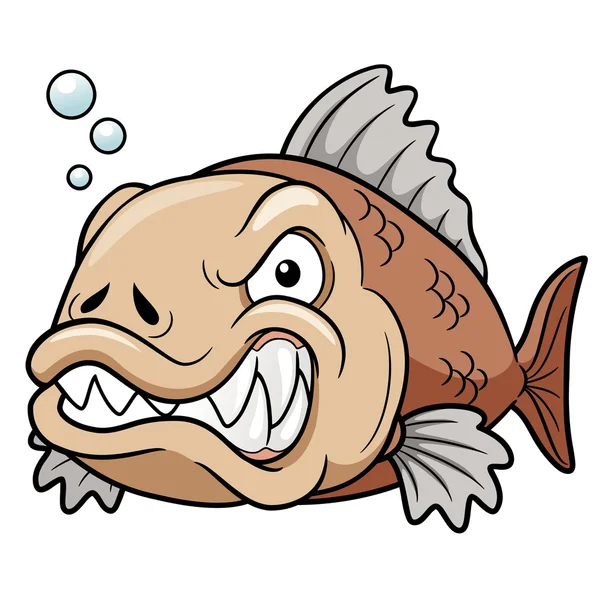 Caricatura de pescado enojado — Vector de stock