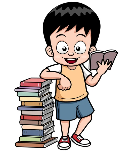 Libro de lectura niño — Vector de stock