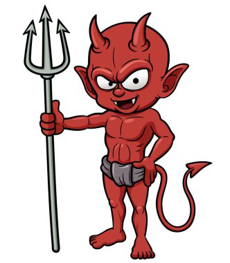Şeytan karikatür bir üç çatallı holding