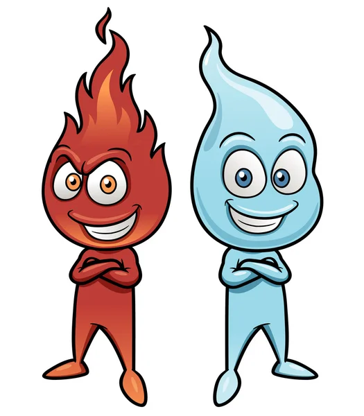 Cartoon fire and water — Stock Vector