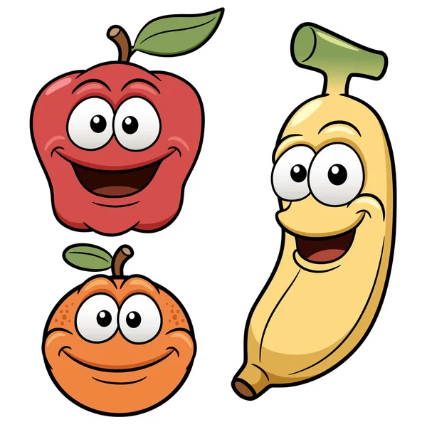 Felices frutas de dibujos animados — Archivo Imágenes Vectoriales