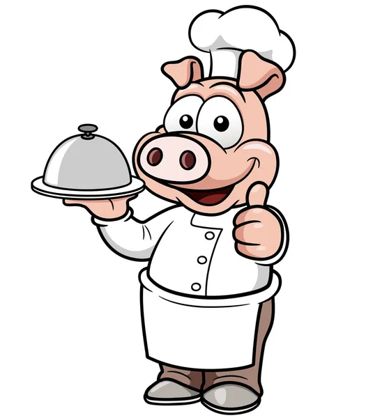 Chef de bande dessinée porc — Image vectorielle