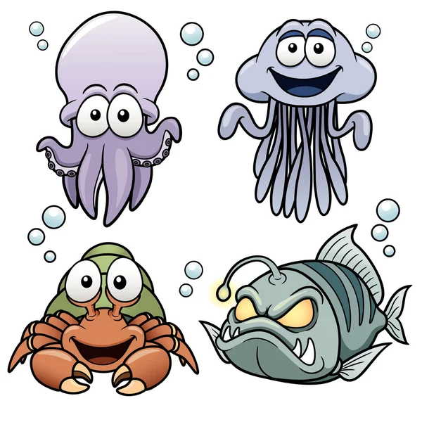 海の動物漫画します。 — ストックベクタ