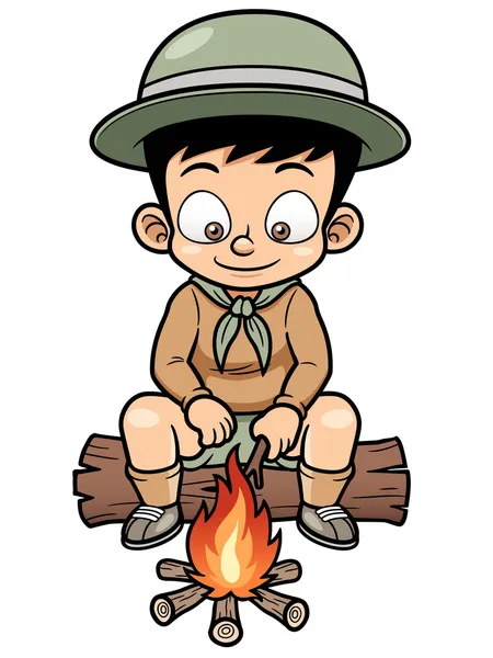 Boy camping — Stock Vector