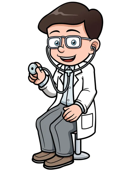 Médecin de bande dessinée avec stéthoscope — Image vectorielle