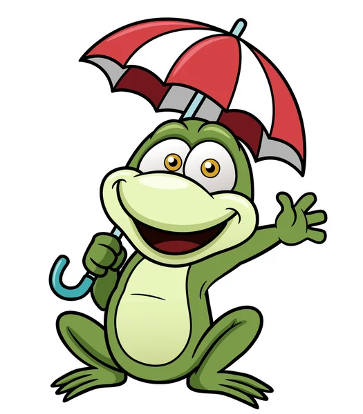 Frog holding umbrella — Stock Vector
