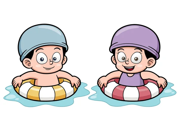 Niños Natación — Archivo Imágenes Vectoriales