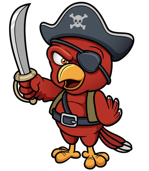 Papuga pirat kreskówka — Wektor stockowy