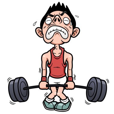 Man tries to lift a weight clipart