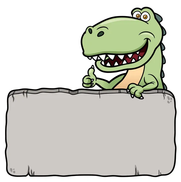 Cartoon dinosaur with rock — Stock Vector