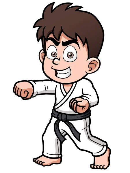 Boy Karate Player — Stock Vector