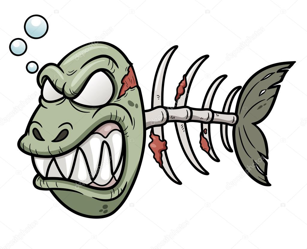 Cartoon zombie fish