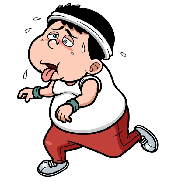 Gros homme Jogging fatigué — Image vectorielle