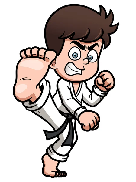 Chico Karate Kick — Vector de stock