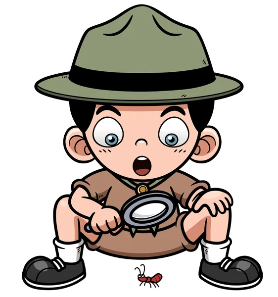 Boy with magnifying glass — Stock Vector