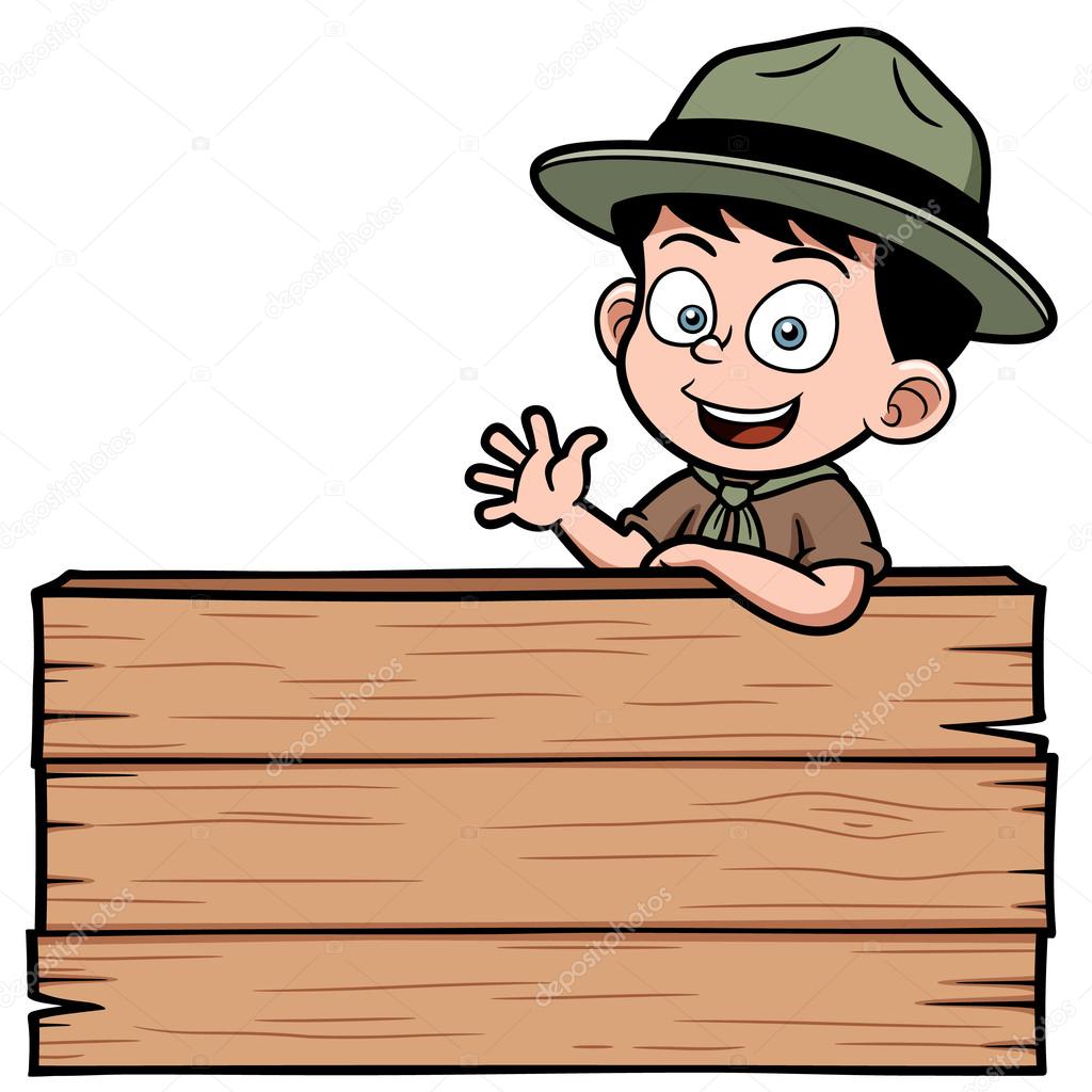 Boy with wooden board