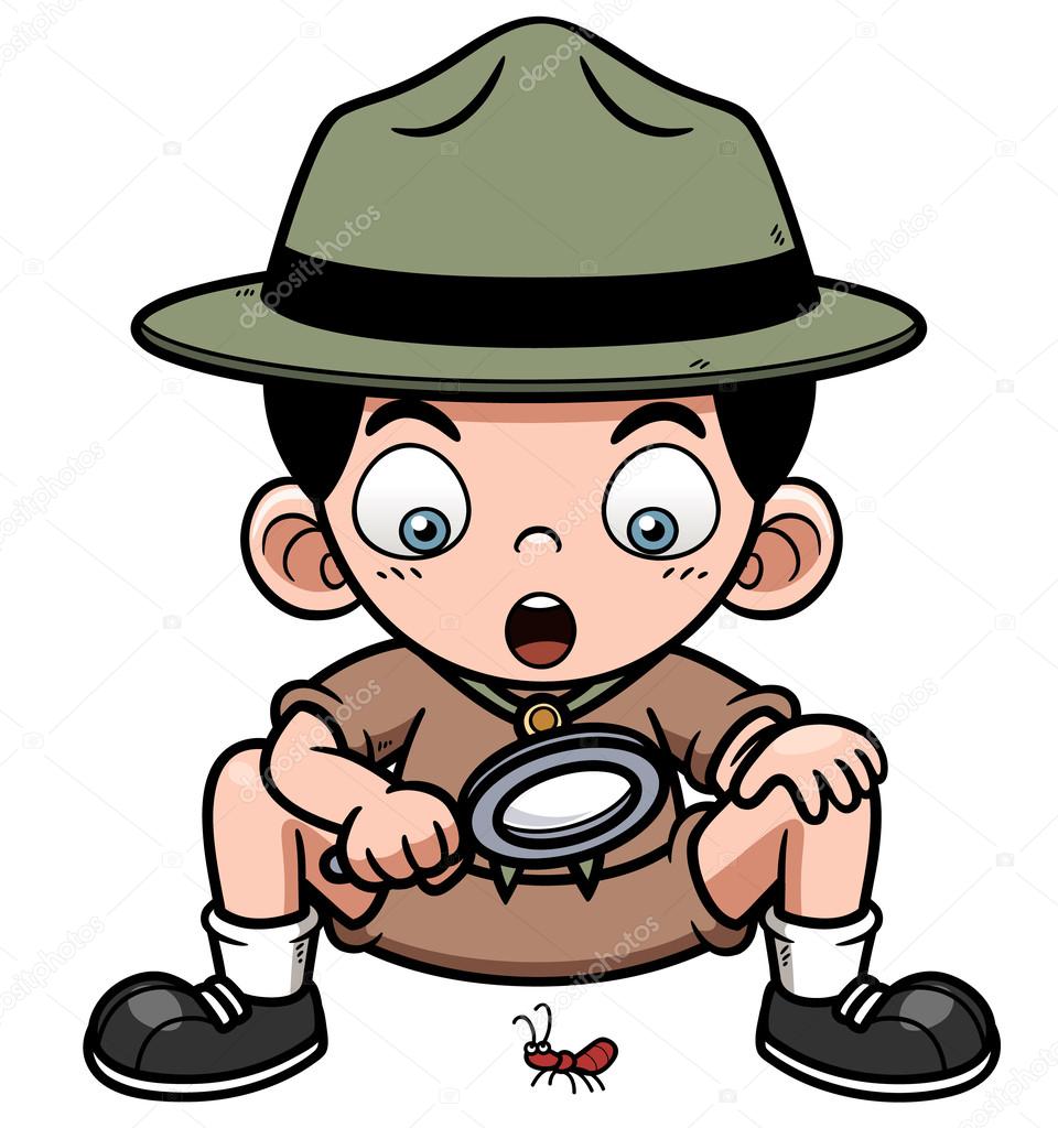 Boy with magnifying glass