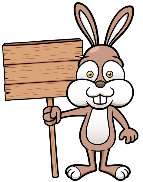 Bunny holding wooden board — Stock Vector