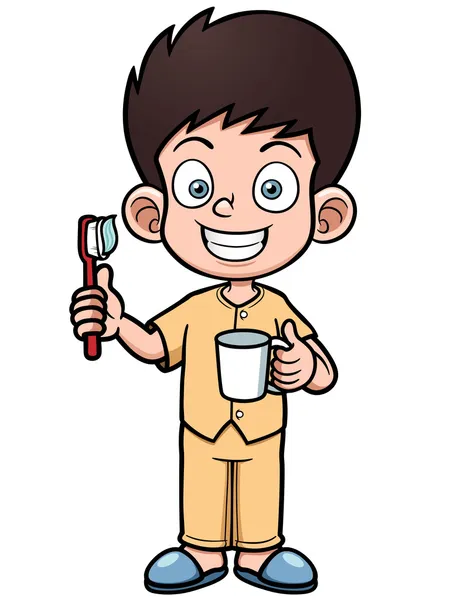 Boy brushing his teeth — Stock Vector