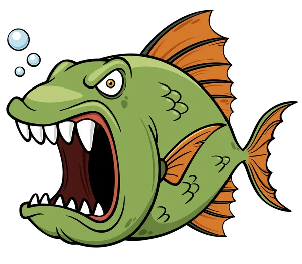 Angry fish cartoon — Stock Vector