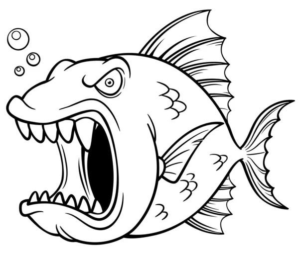 Angry fish cartoon — Stock Vector