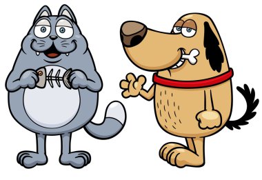 Karikatür kedi ve köpek