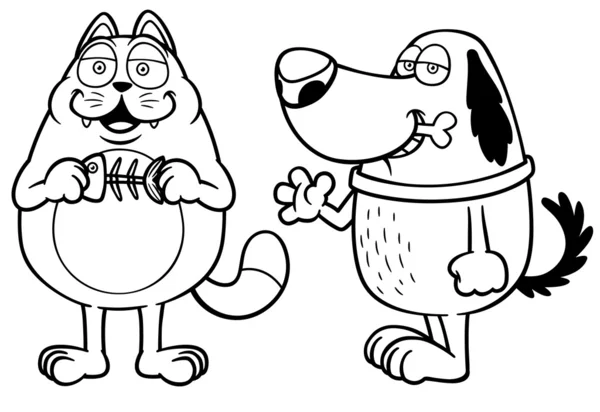 Cartoon kat en hond — Stockvector