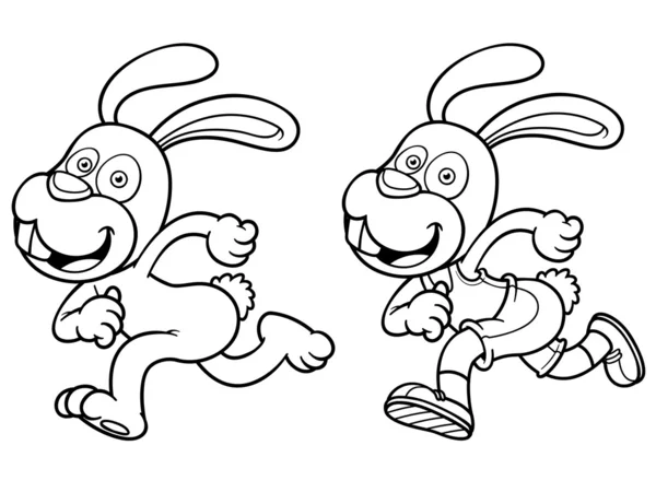 Conejo de dibujos animados corriendo — Vector de stock